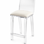 clear acrylic bar stool with upholstered seat