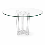 Custom round glass dining table with acrylic base – Gusto Design Collection