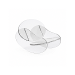 Transparent acrylic sculptural lounge chair with curved organic design, modern contemporary style, clear lucite construction,